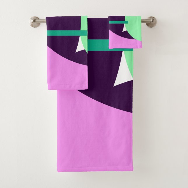 Pastel Colours Turquoise Abstract Art Bath Towels (Insitu)