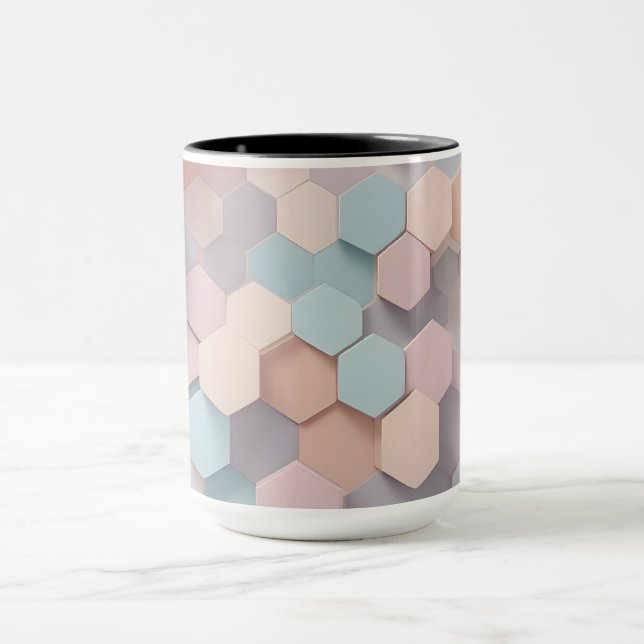 Pastel colours - Visual pattern of hexagons  Mug (Center)