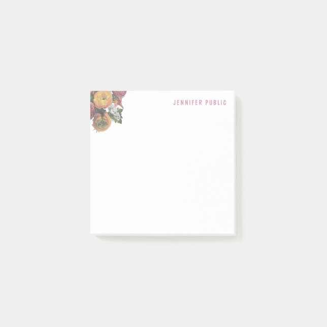 Pastel Colours Watercolor Roses Elegant Template Post-it Notes (Front)