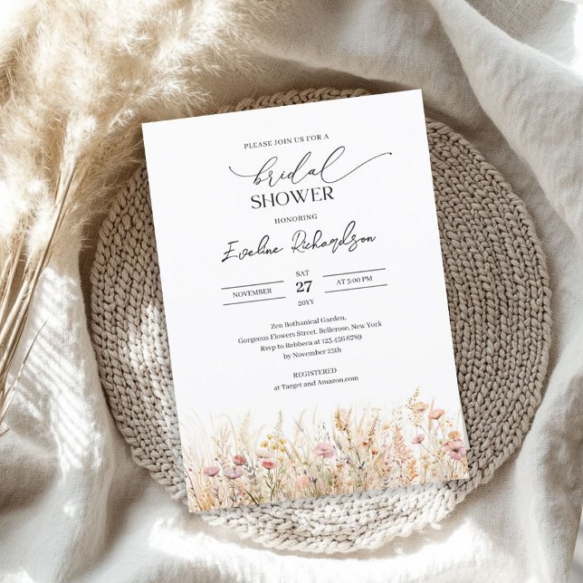 Pastel colours watercolor spring wildflowers brida invitation (Pastel colors watercolor spring wildflowers bridal invitation)