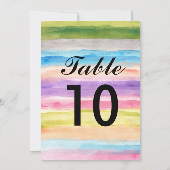 pastel colours watercolor table numbers (Front)