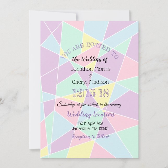 Pastel Colours Wedding invitations (Front)