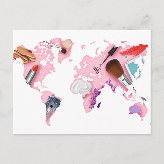 Pastel Comestics World Map Postcard (Front)