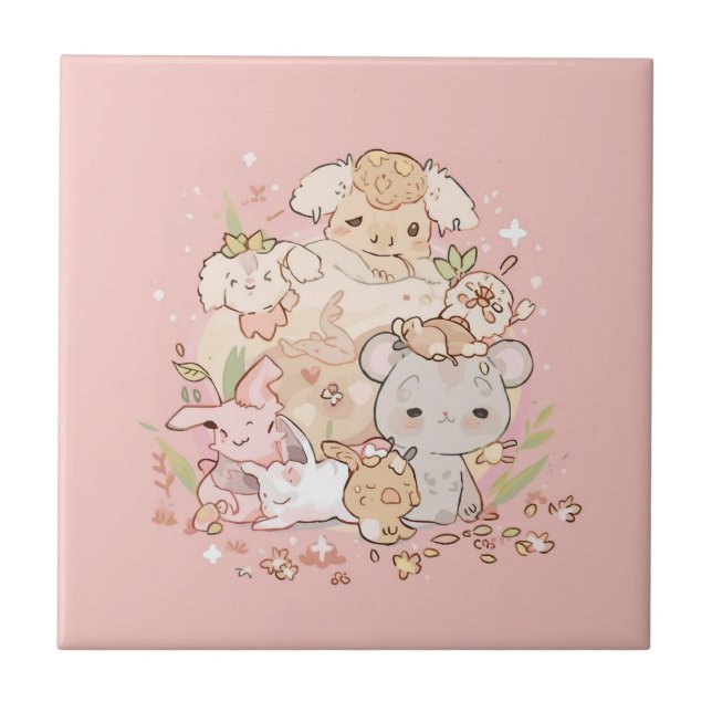 Pastel Companions in Bloom Tile (Front)