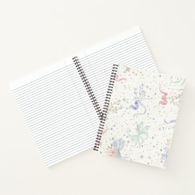 Pastel Confetti Baby Shower Pattern | Soft Pink Bl Notebook (Inside)