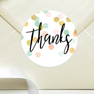 Pastel Confetti Dots Thank You Classic Round Sticker