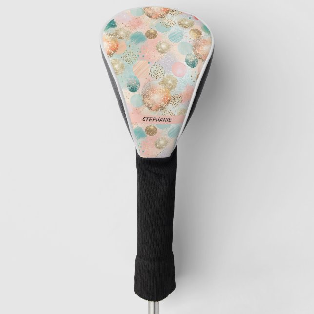 Pastel Confetti Glitter Abstract Pattern Golf Head Cover (Front)