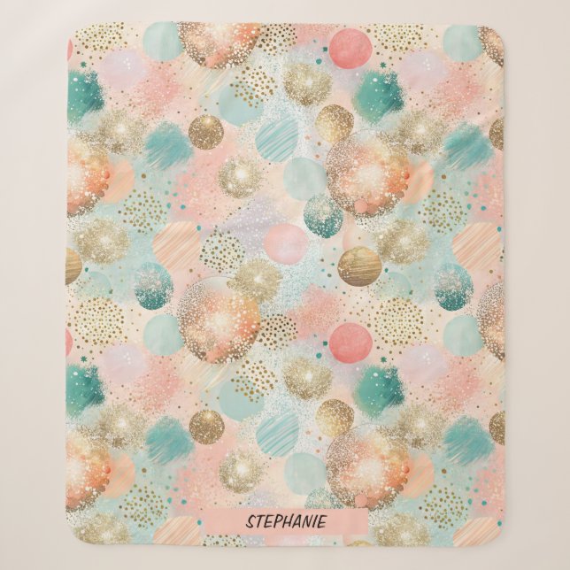 Pastel Confetti Glitter Abstract Pattern Sherpa Blanket (Front)