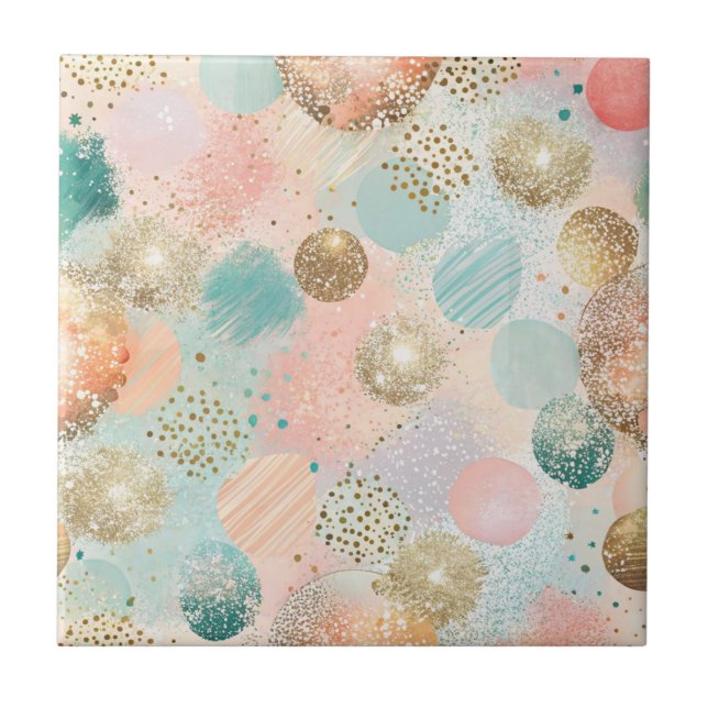 Pastel Confetti Glitter Abstract Pattern Tile (Front)