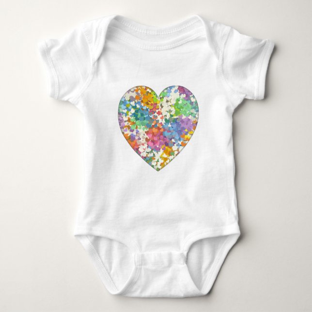 Pastel Confetti Hearts Baby Bodysuit (Front)
