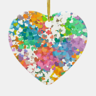 Pastel Confetti Hearts Ceramic Tree Decoration