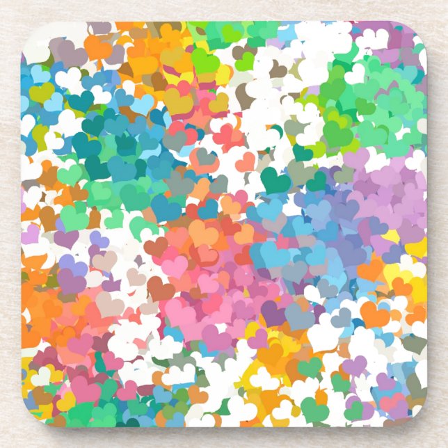 Pastel Confetti Hearts Coaster (Front)