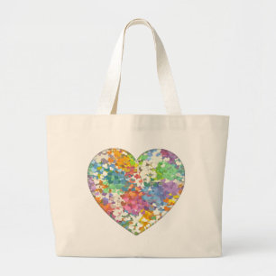 Pastel Confetti Hearts Large Tote Bag