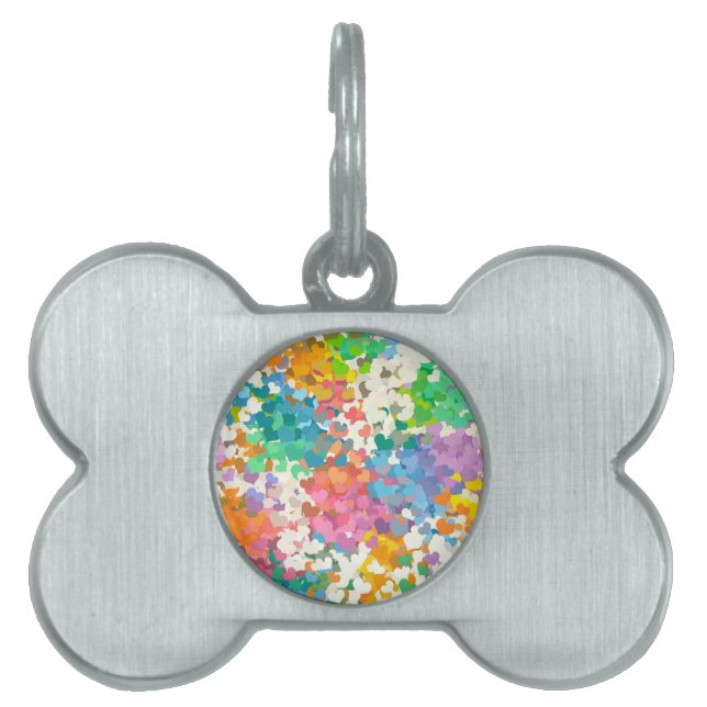 Pastel Confetti Hearts Pet Tag (Front)