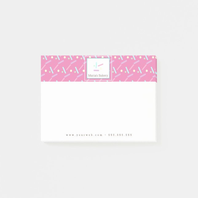 Pastel Confetti Sprinkles Bakery Cake Logo Post-it Notes (Front)