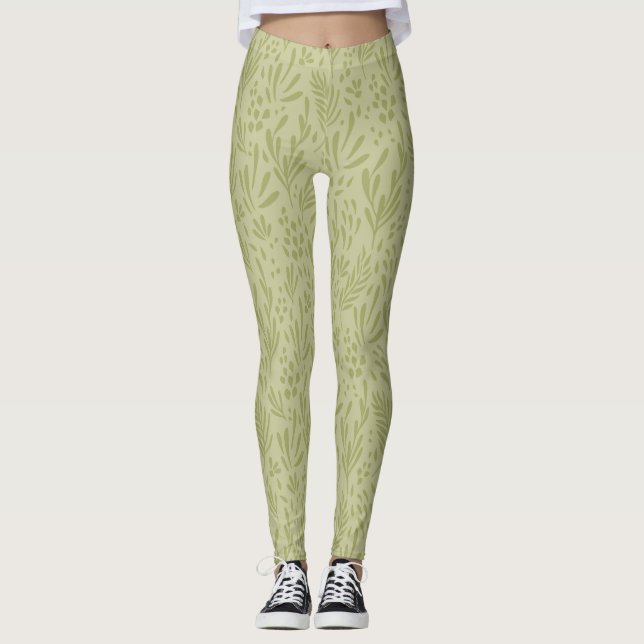 Pastel,Contemporary Foral Design Leggings (Front)