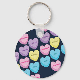 Pastel Conversation Hearts Key Ring