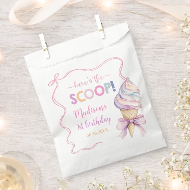 Pastel Coquette Ice Cream Girls Birthday Favour Bags (Clipped)