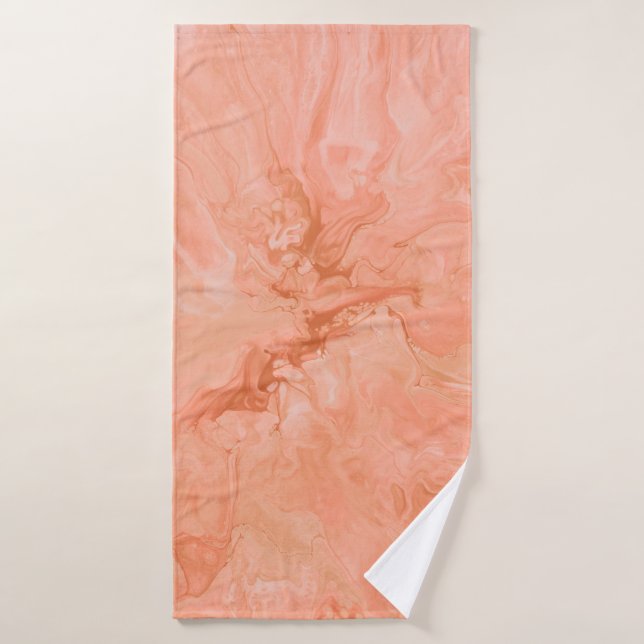 PASTEL CORAL ABSTRACT ILLUSTRATION BATH TOWEL (Bath Towel)