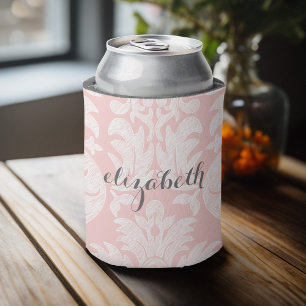 Pastel Coral and Grey Damask Suite for Women Can Cooler