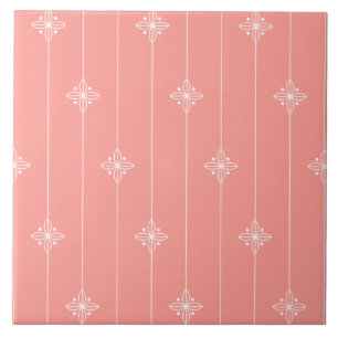 Pastel Coral Colour Floral Pattern Tile