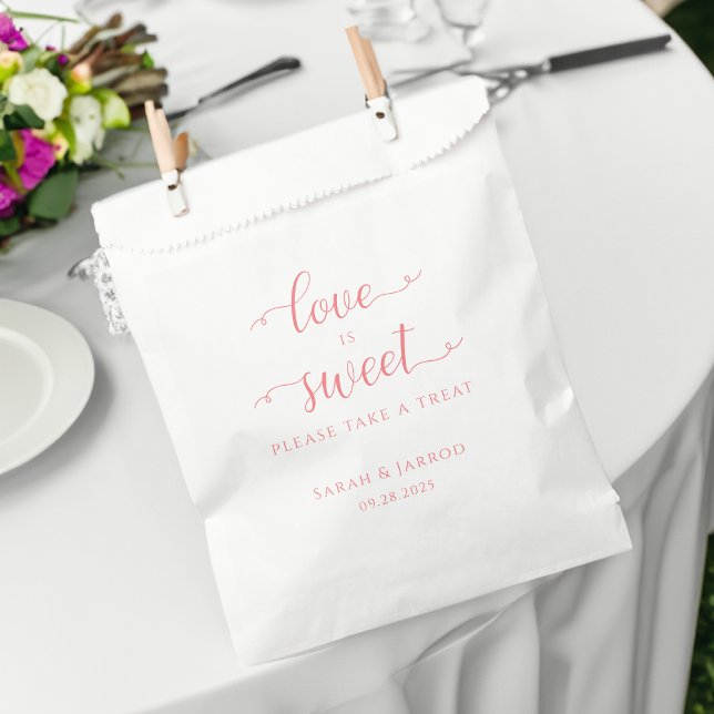 Pastel Coral Pink Sweet Treat Wedding  Favour Bags (Pastel Coral Pink Sweet Treat Wedding Favor Bag)