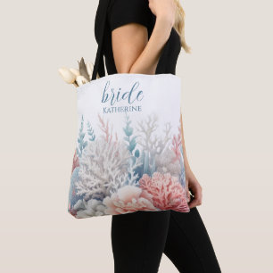 Pastel Coral Reef-Beach Wedding-Bridal- Tote Bag