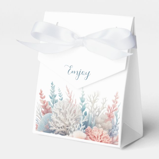 Pastel Coral Reef-Beach Wedding- Favour Box (Front Side)