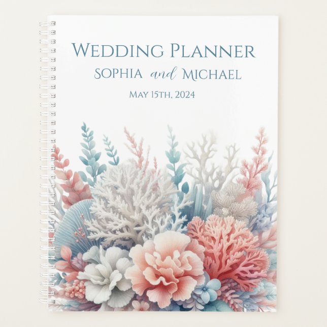 Pastel Coral Reef-Beach Wedding-Planner Planner (Front)