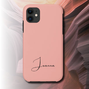 Pastel Coral Reef Solid Colour Minimalist Name Case-Mate iPhone Case