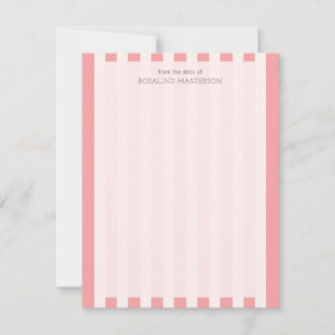 Pastel Coral Stripes Elegant Monogram Card