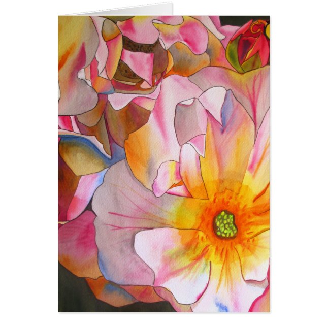 Pastel Cornelia Rose watercolor art painting (Front)
