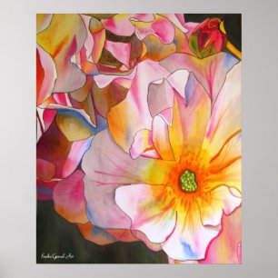 Pastel Cornelia Rose watercolor art painting Poster