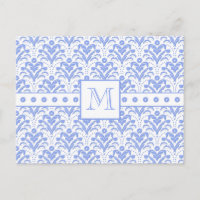 Pastel Cornflower Blue Art Deco Vintage Damask