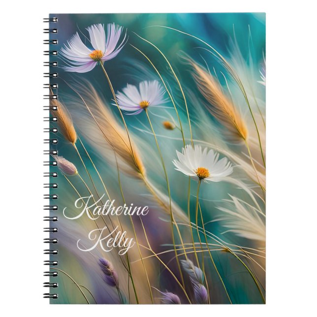 Pastel Cosmos and Grasses, Whispers of Nature Notebook (Front)