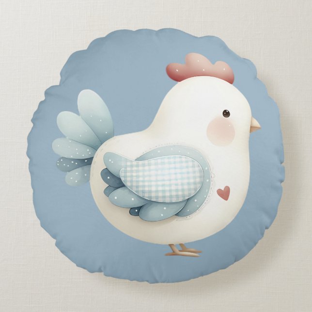 Pastel Cottagecore Chicken Round Cushion (Front)