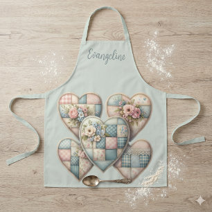 Pastel Cottagecore Patchwork Hearts Apron