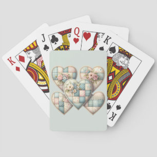 Pastel Cottagecore Patchwork Hearts Playing Cards