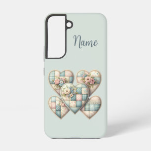 Pastel Cottagecore Patchwork Hearts Samsung Galaxy Case