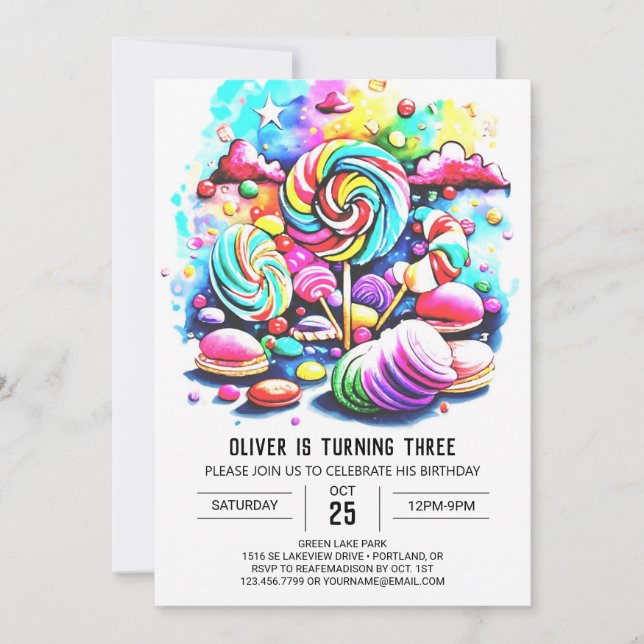 Pastel Cotton Candy Birthday Invitation (Front)