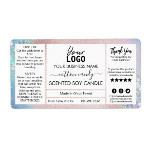 Pastel Cotton Candy Scented Soy Candle Label