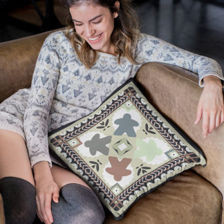 Pastel Country Cottage Meeple Pattern Cushion