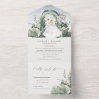 Pastel Couple Floral Garden Arch Botanical Wedding