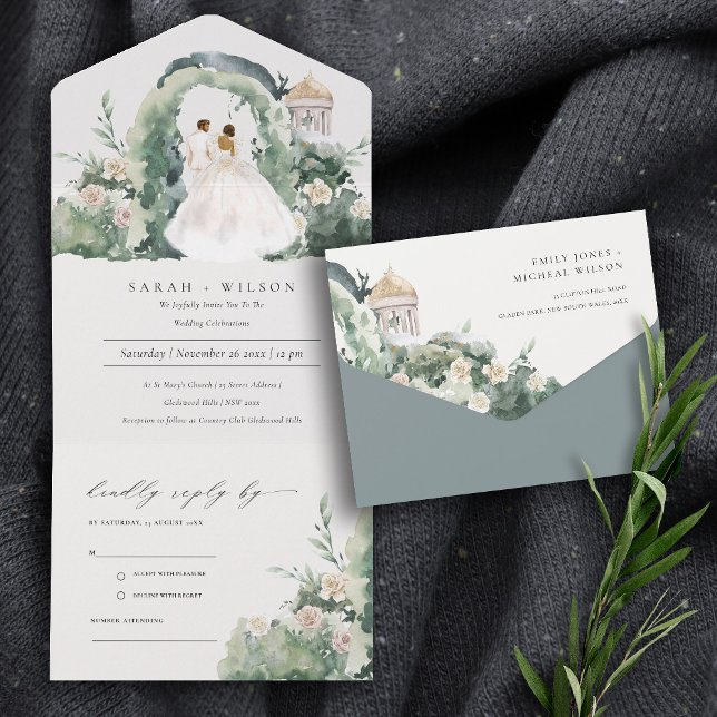 Pastel Couple Floral Garden Arch Botanical Wedding All In One Invitation (Creator Uploaded)