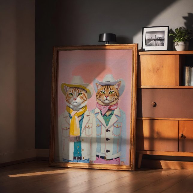Pastel Cowboy Cats Trendy Wall Art Poster Print (Creator Uploaded)