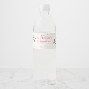 Pastel cream blush pink roses personalised water bottle label