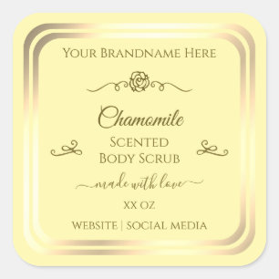 Pastel Cream Product Label Gold Frame Vintage Rose
