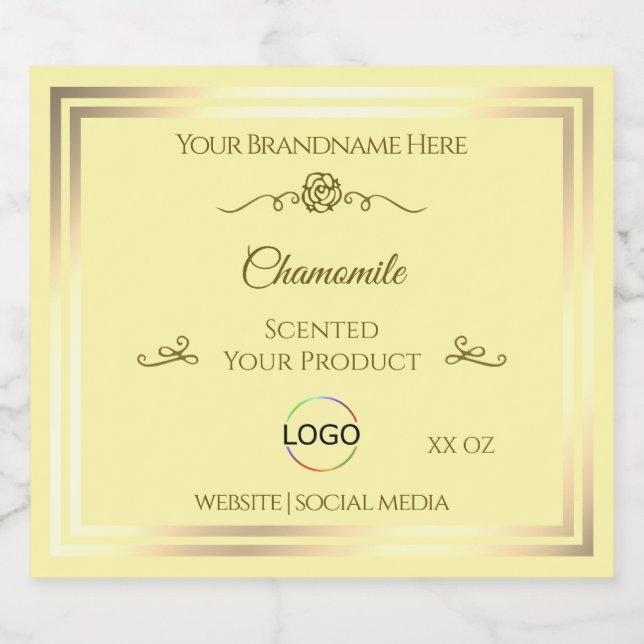 Pastel Cream Product Label Gold Frame with Logo (Single Label)