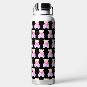 Pastel Creepy Cute Teddy Bear Seamless Pattern on  Water Bottle