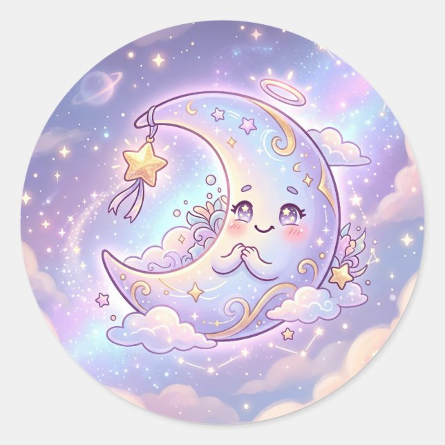 Pastel Crescent Moon Sticker (Front)